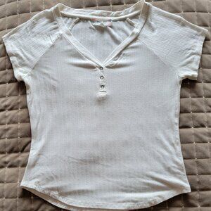 White Short Sleeve Henley Top